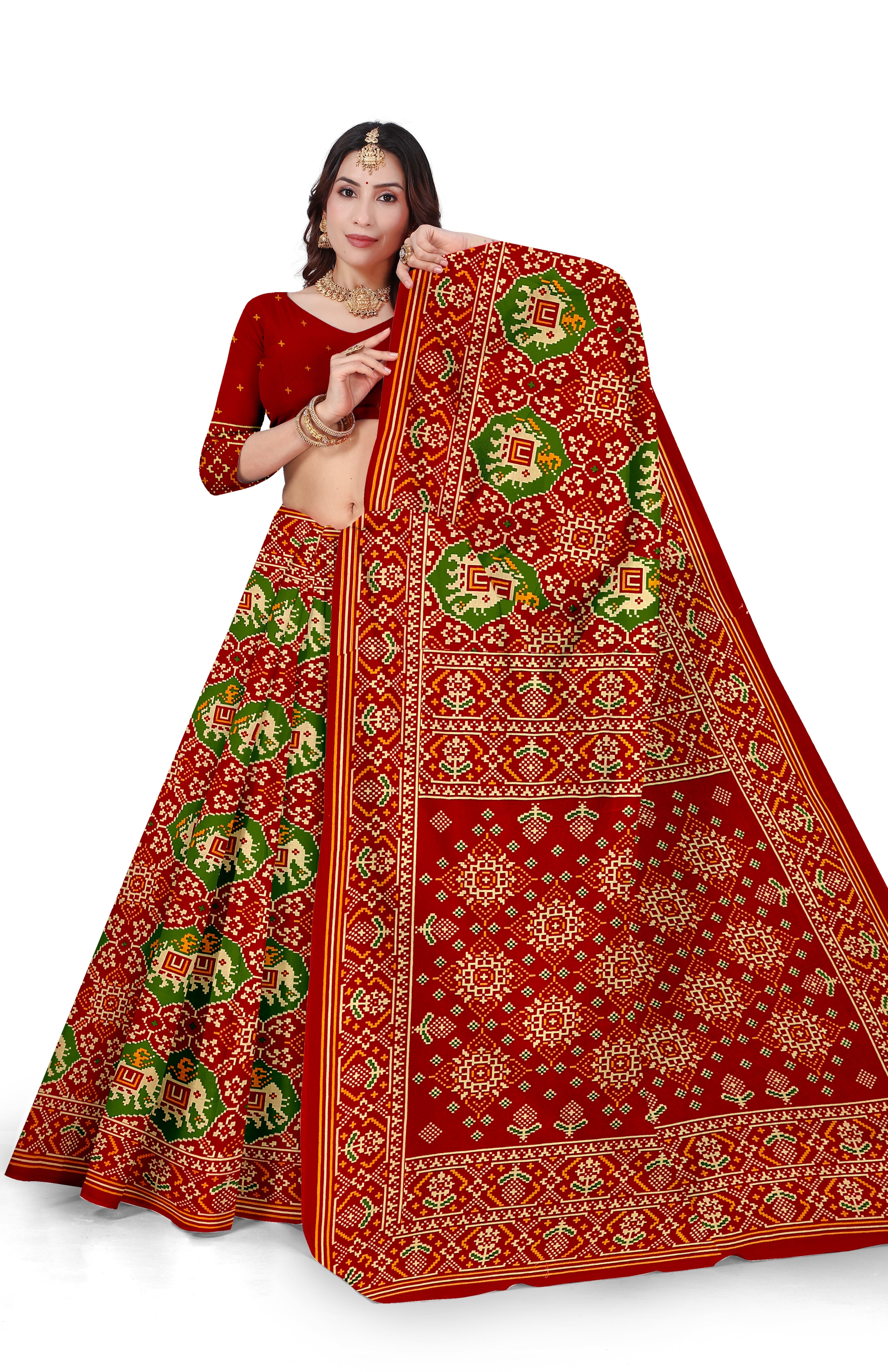 Gajraj Traditional Print Red Color Patola Saree