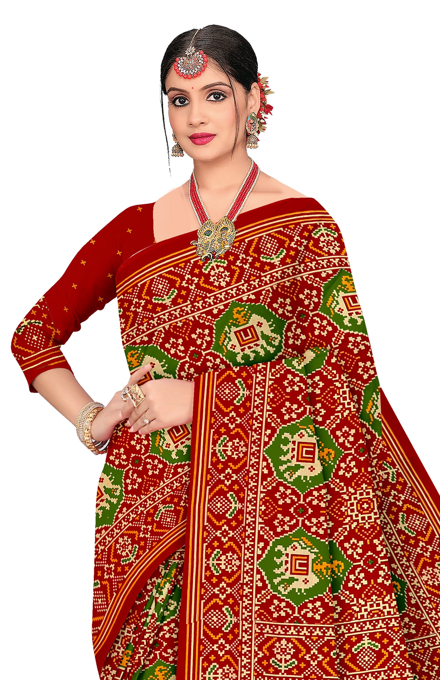 Gajraj Traditional Print Red Color Patola Saree