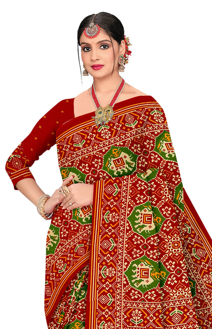 Gajraj Traditional Print Red Color Patola Saree