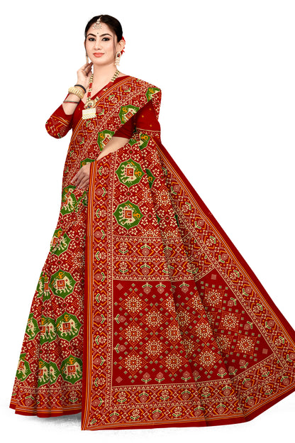 Gajraj Traditional Print Red Color Patola Saree