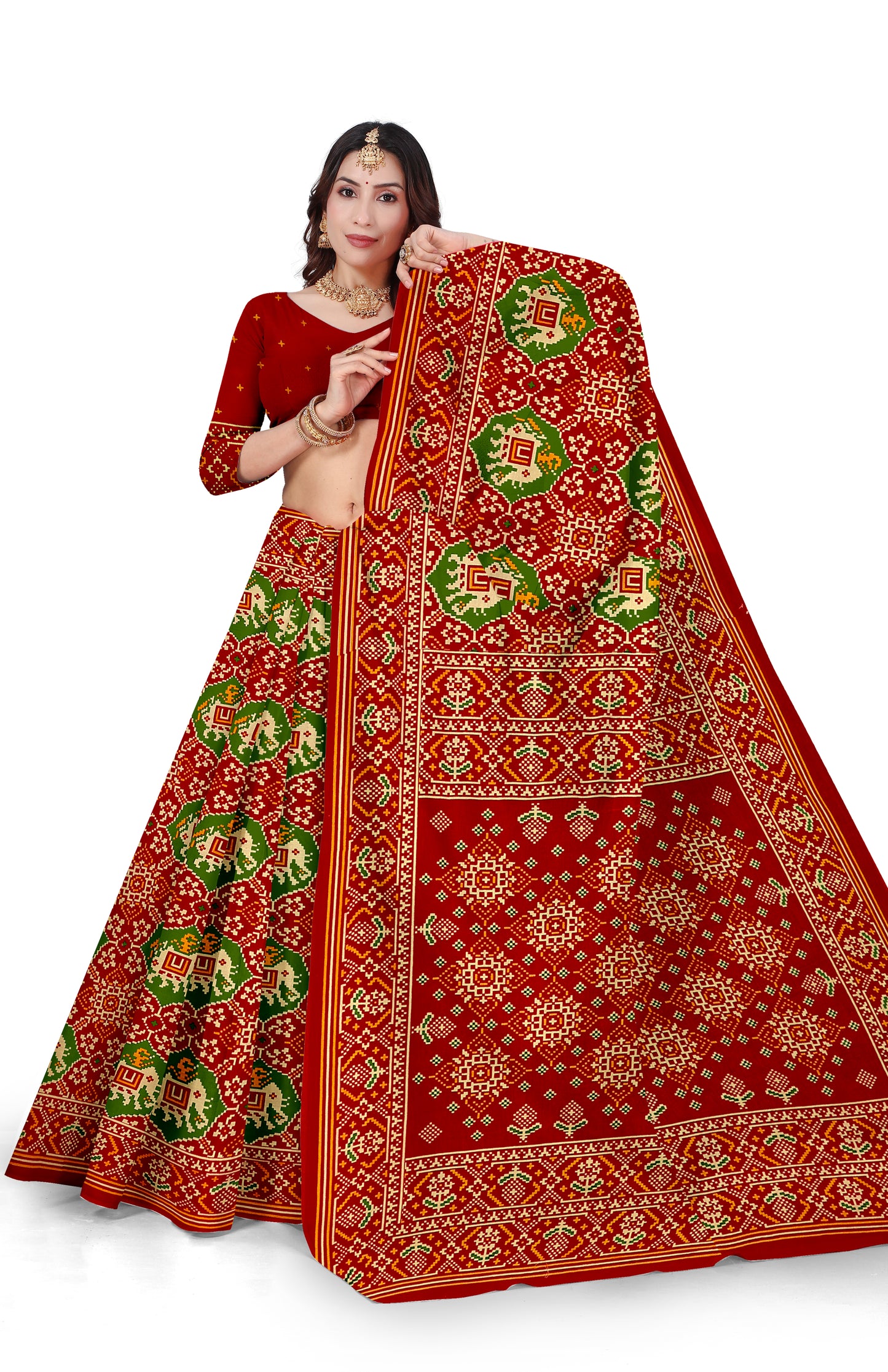 Gajraj Traditional Print Red Color Patola Saree