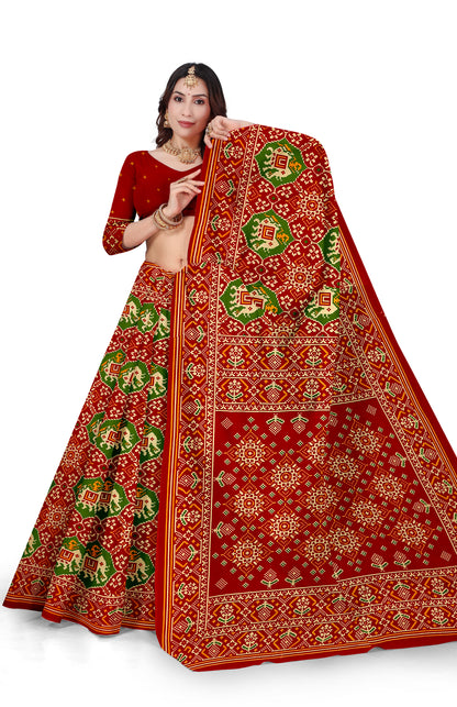 Gajraj Traditional Print Red Color Patola Saree