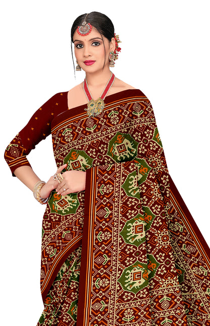 Gajraj Traditional Print Maroon Color Patola Saree