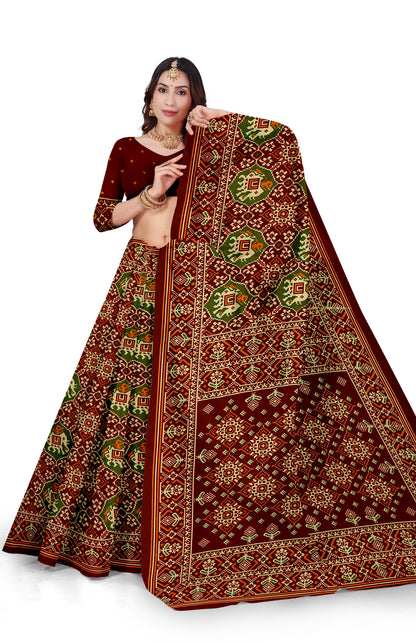 Gajraj Traditional Print Maroon Color Patola Saree