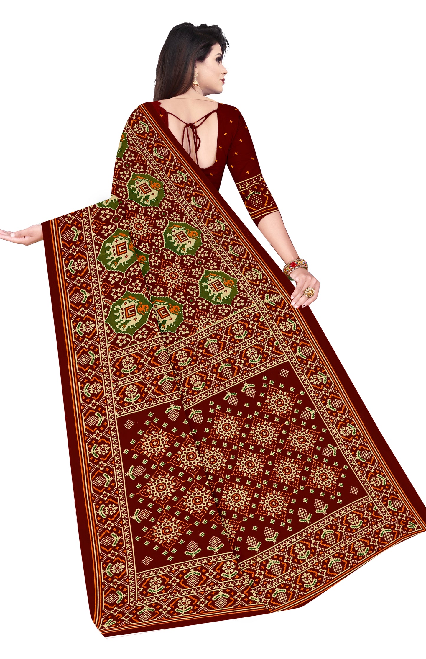 Gajraj Traditional Print Maroon Color Patola Saree