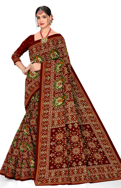 Gajraj Traditional Print Maroon Color Patola Saree