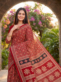 Sitara Premium Printed Ajrakh Red Color Saree