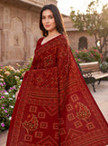 Padmavati Heritage Print Maroon Bandhani Saree