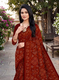 Maharani Heritage Print Maroon Bandhani Saree