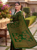 Padmavati Heritage Print Green Bandhani Saree